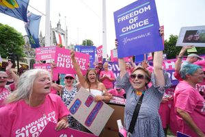 Dignity in Dying campaigners in support of the assisted dying Bill celebrate in Westminster, central London, after the Terminally Ill Adults (End of Life) Bill was passed in the House of Commons. Photo: Lucy North/PA Wire