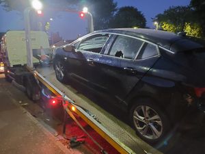 The windows of the car were smashed